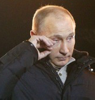 Vladimir Putin em lágrimas pela notícia dos resultados.