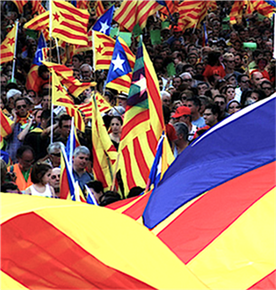 Manifestação depois do referendum sobre a independência da Catalunha.