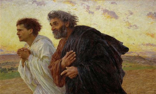 Os discípulos Pedro e João correndo ao sepulcro na manhã da Ressurreição, 1898