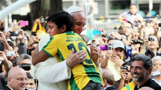 Papa Francisco durante a viagem ao Brasil