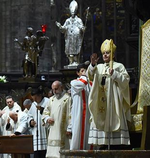 Dom Mario Delpini na missa pelo aniversário de morte de Dom Giussani. Duomo de Milão, 11 de fevereiro de 2019