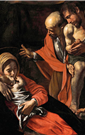 Caravaggio, "Adoração dos pastores" (detalhes), 1609. Museu Regional de Messina
