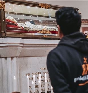 Os Amigos de Zaqueu no dia 1° de novembro no Santuário de Nossa Senhora da Guarda de Tortona, onde estão os restos mortais de Luís Orione (Foto: Leonora Giovanazzi)