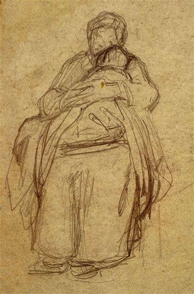 J. Francois Millet (1814- 1875). Estudo para a criança doente, (1858 ca.), Museu do Louvre, Paris